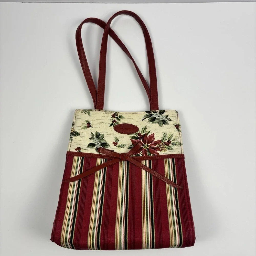Longaberger Holiday Gift Bag Holiday Stripe‎ Holiday Botanical Poinsettia